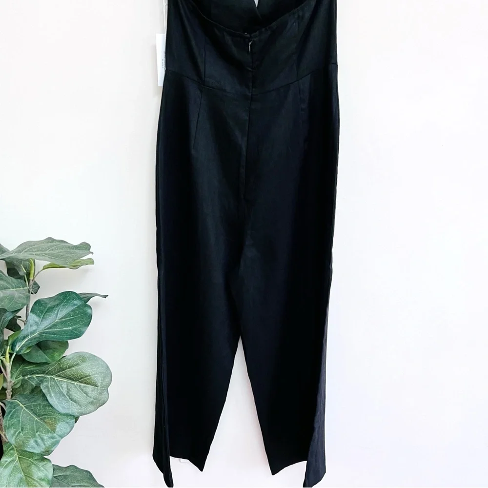💋Anthropologie Reformation black linen jumpsuit